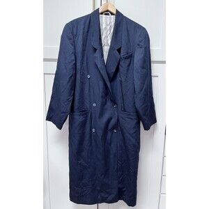 MONDI Sports Navy Blue Wool Oversize Trench Coat Size 36 / M Vintage Germany
